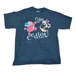 Nickelodeon Ren & Stimpy "You Eediot!" Black T-Shirt Faded